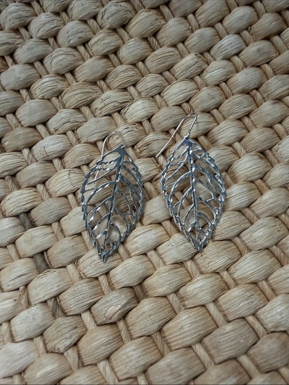 Sterling Silver Leaf Dangle Earrings